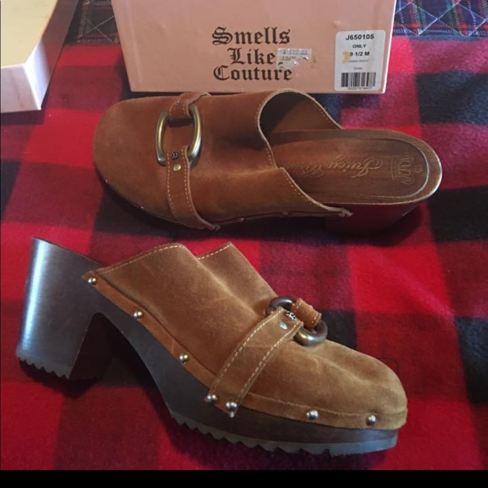 Brown Suede, Juicy Couture Clogs.